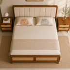 California Teak Wood Fabric NS Bed