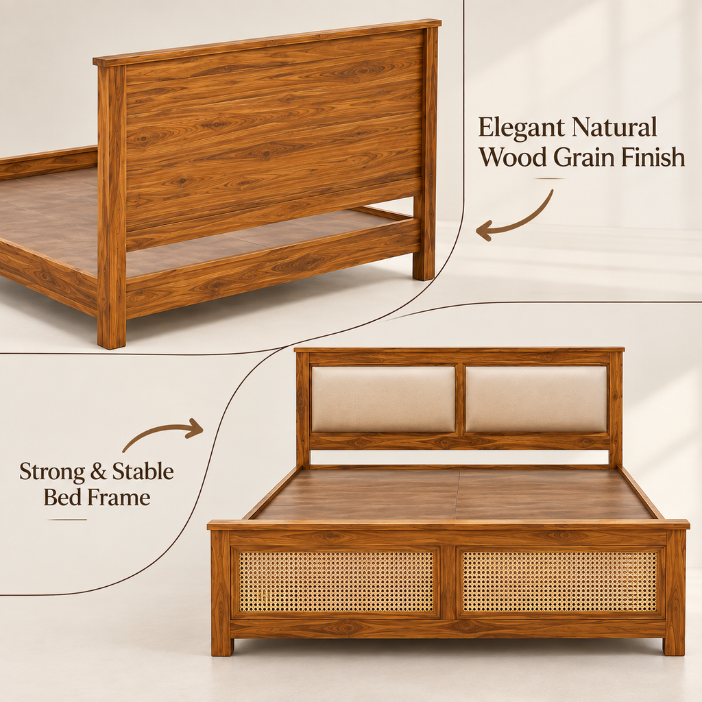 California Teak Wood Fabric NS Bed