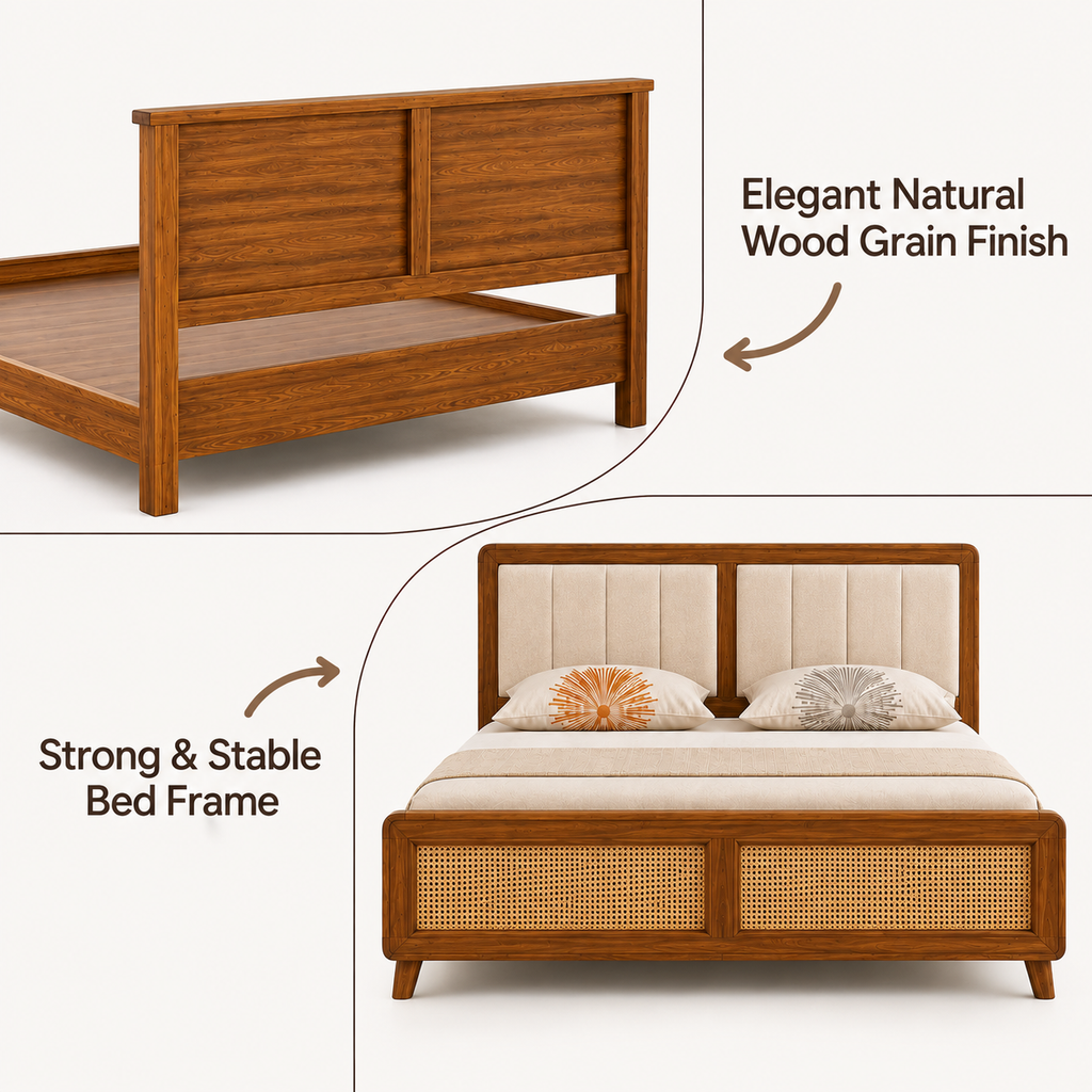 California Teak Wood Fabric NS Bed