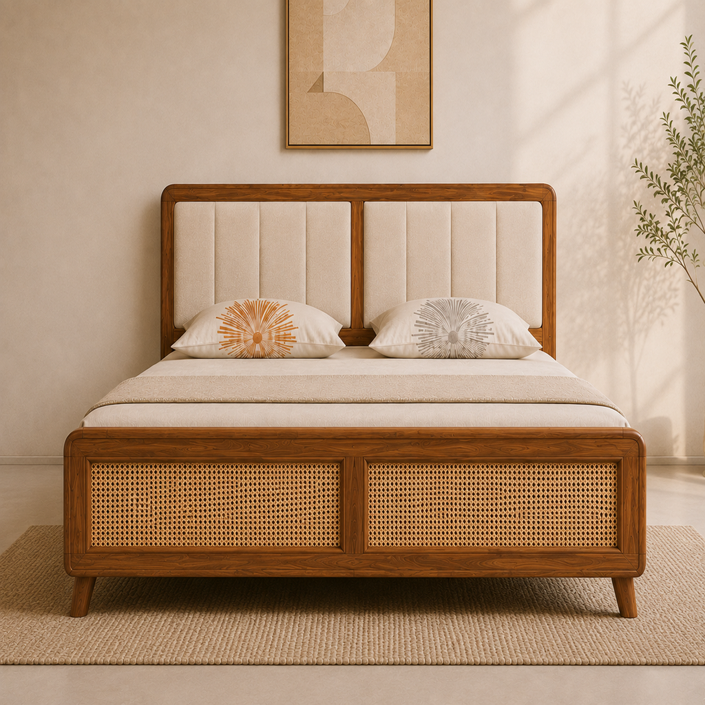 California Teak Wood Fabric NS Bed