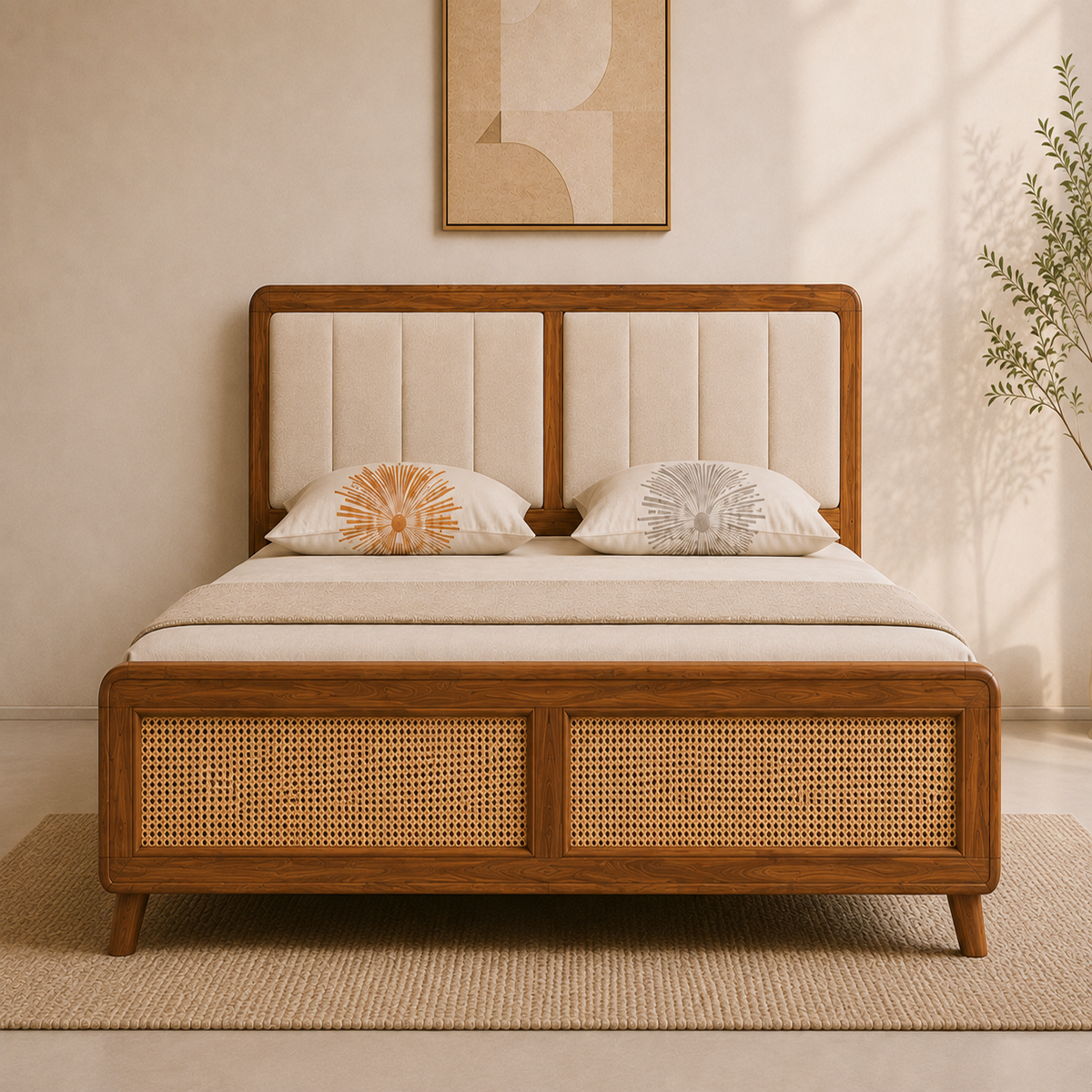 California Teak Wood Fabric NS Bed