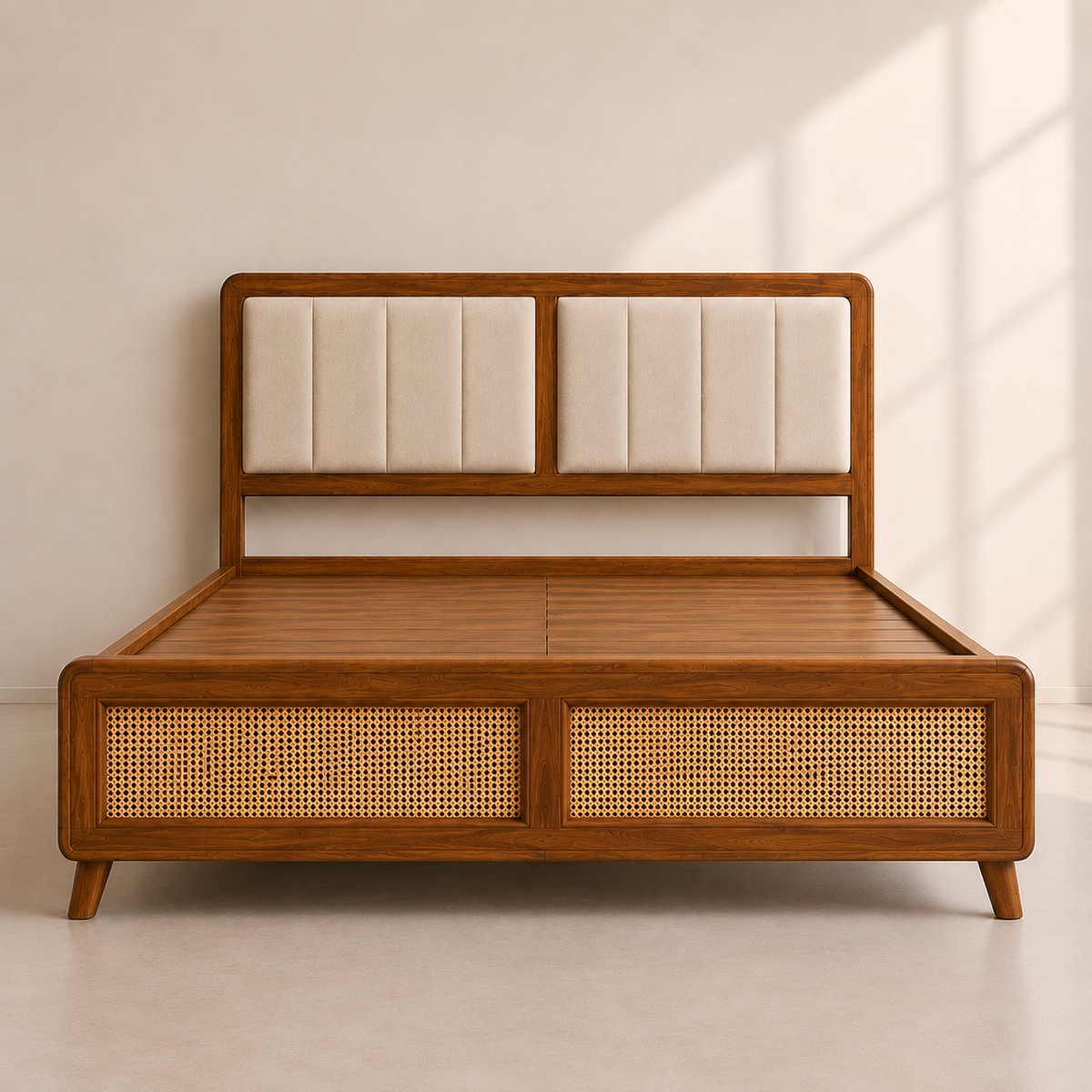 California Teak Wood Fabric NS Bed