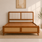 California Teak Wood Fabric NS Bed