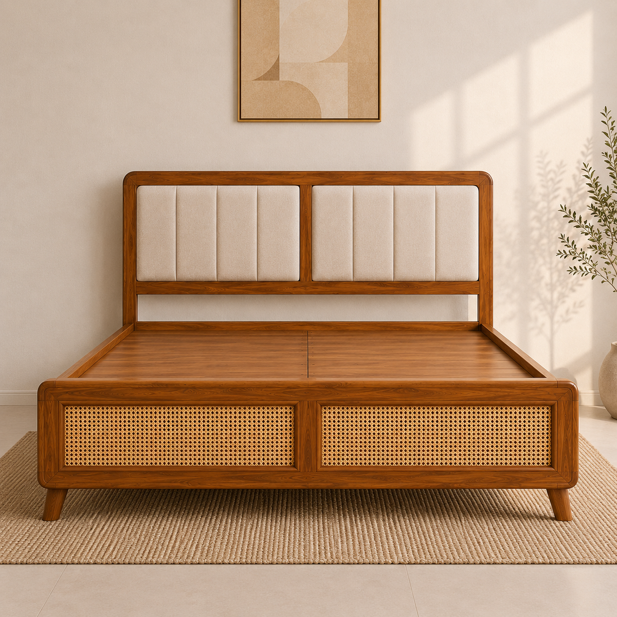 California Teak Wood Fabric NS Bed
