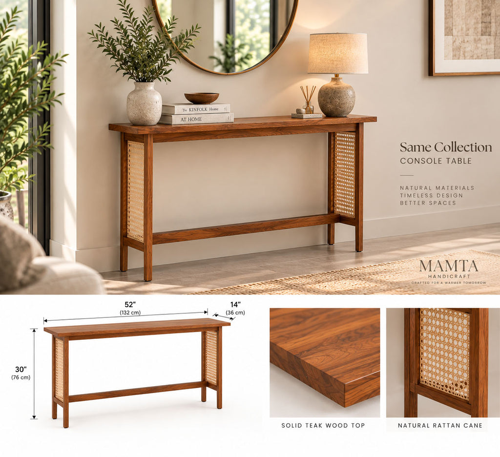 California Teak Wood Console Table 132CM