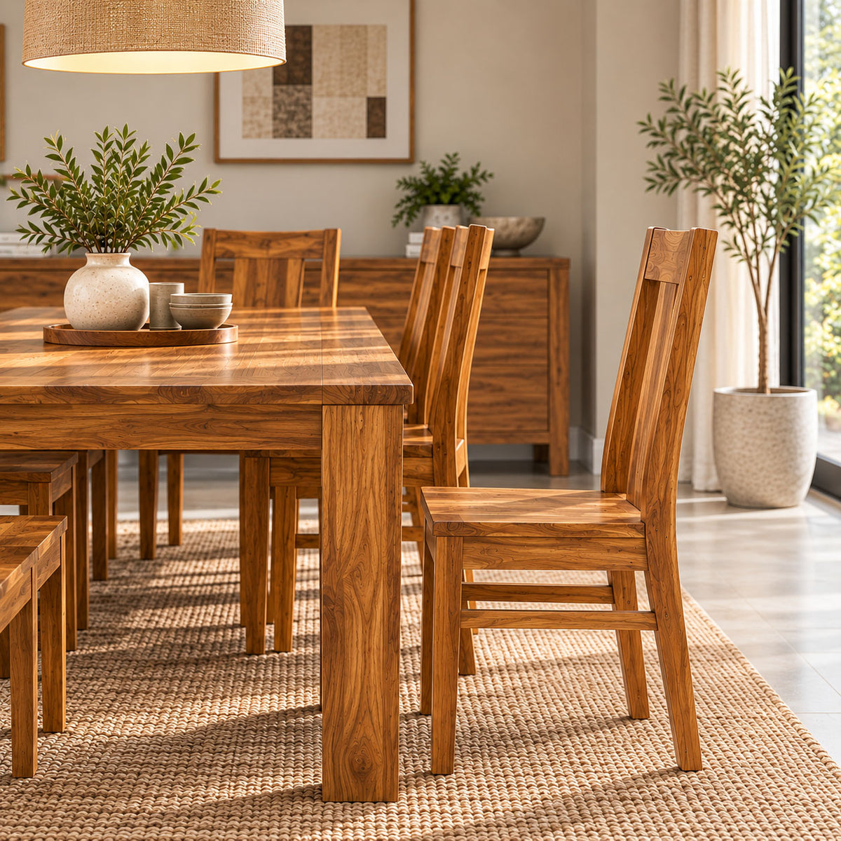 California Teak Wood Dining Chair (Set of 2)