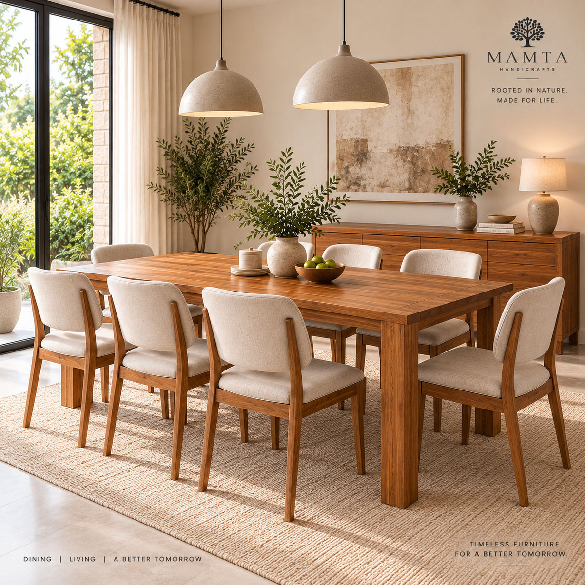 California Teak Wood Dining Table 8 Seater