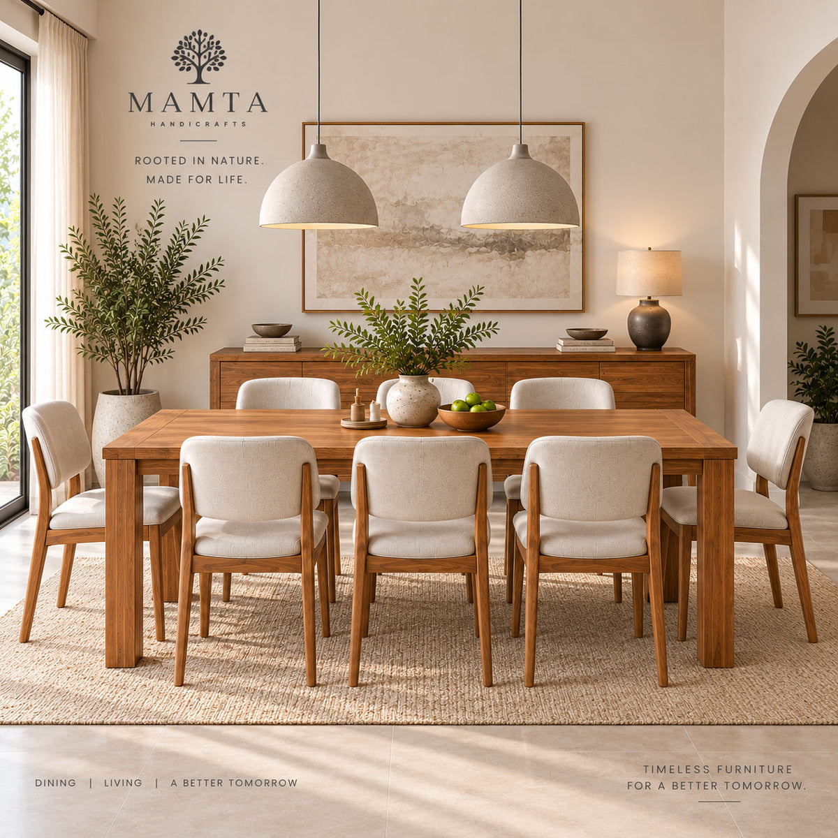 California Teak Wood Dining Table 8 Seater