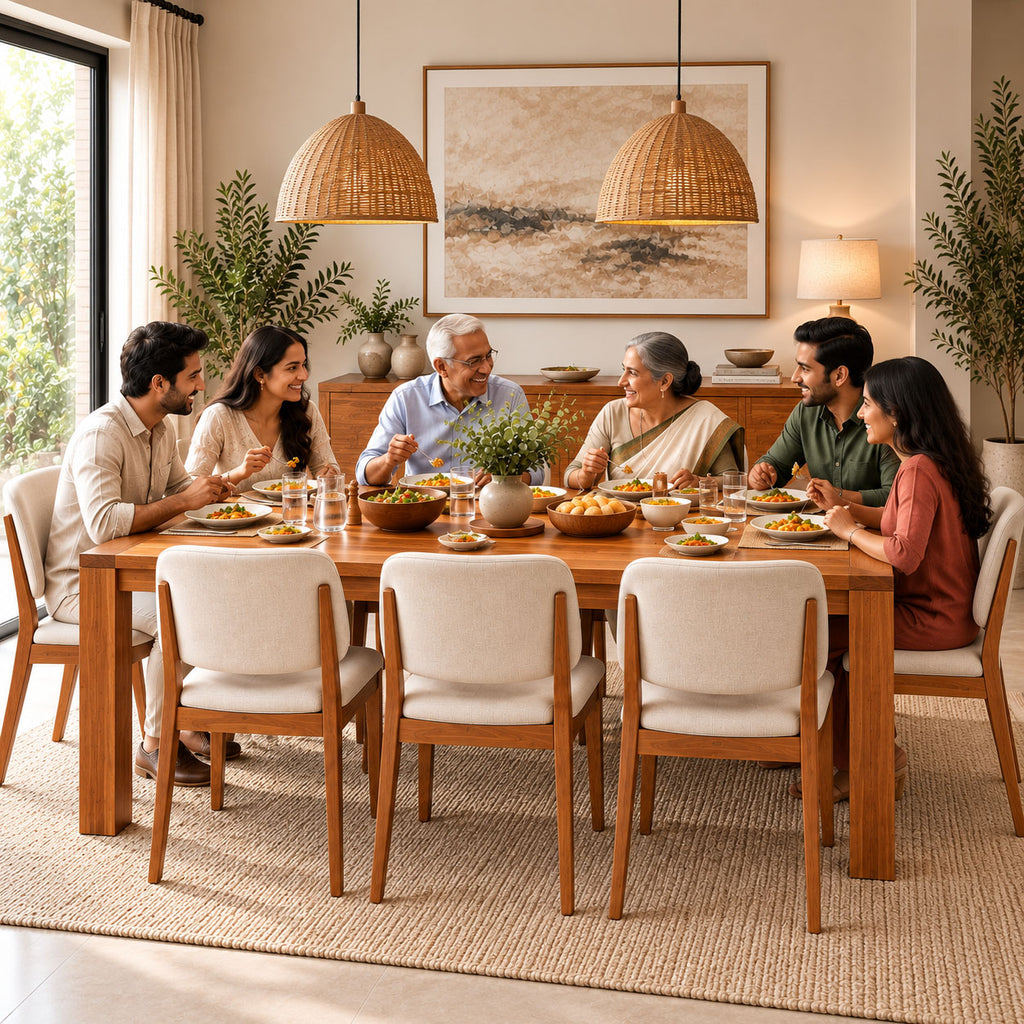 California Teak Wood Dining Table 6 Seater