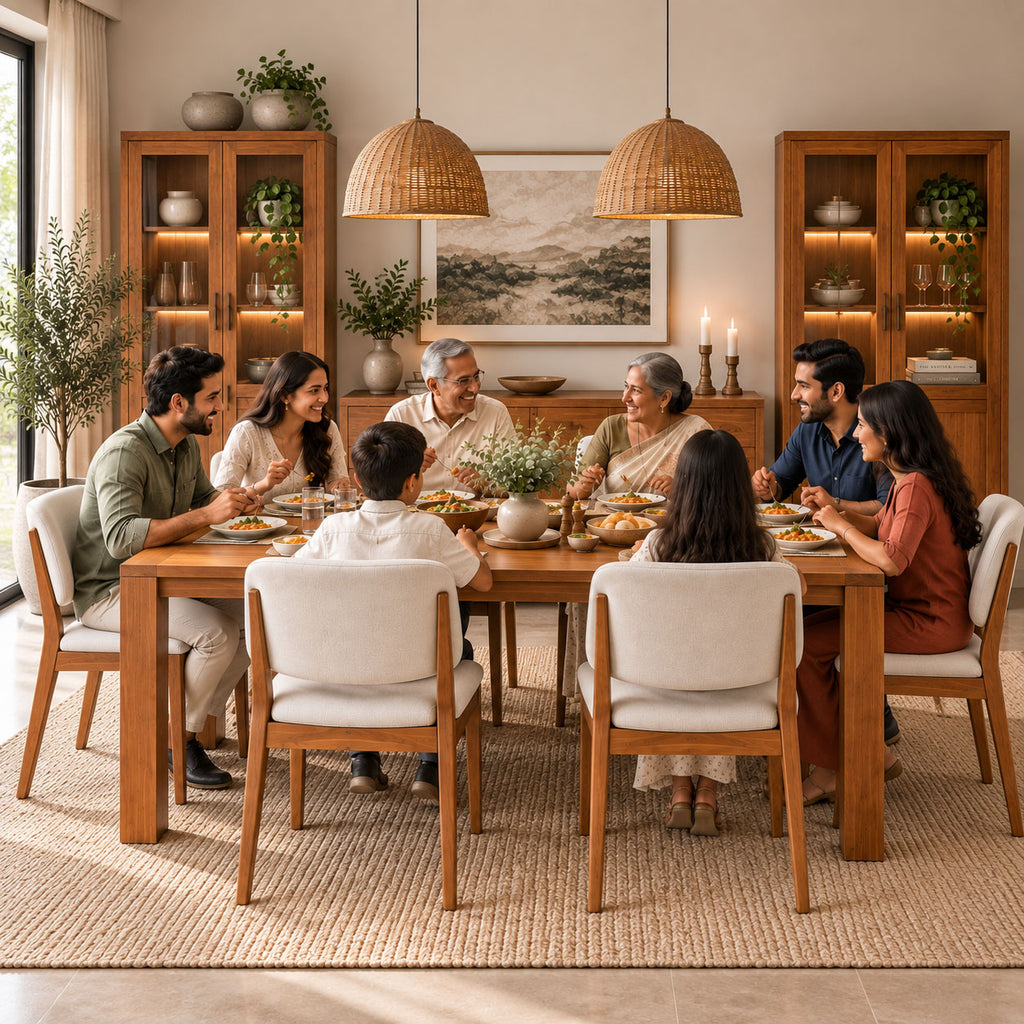 California Teak Wood Dining Table 6 Seater