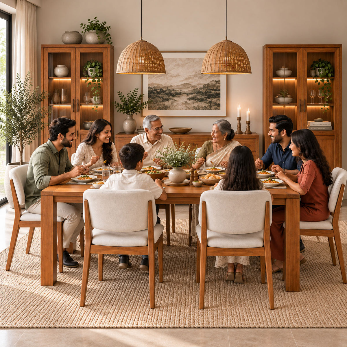 California Teak Wood Dining Table 6 Seater