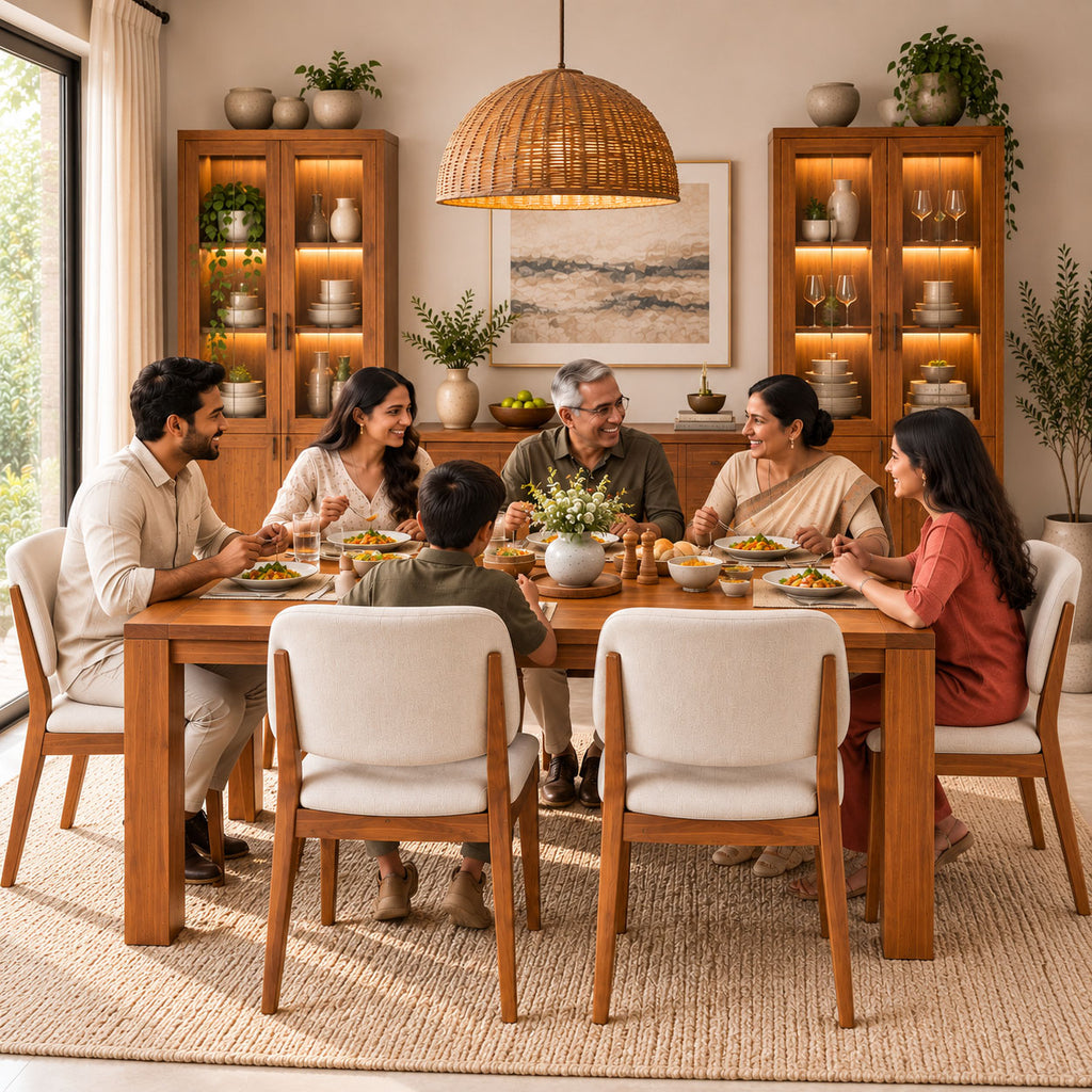 California Teak Wood Dining Table 6 Seater