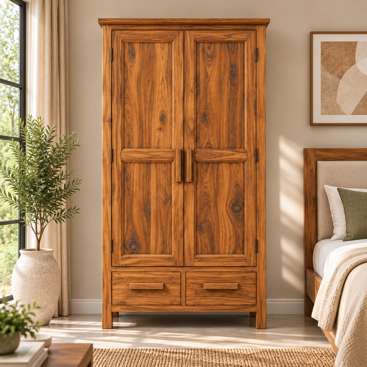 Spain Teak Wood Wardrobe