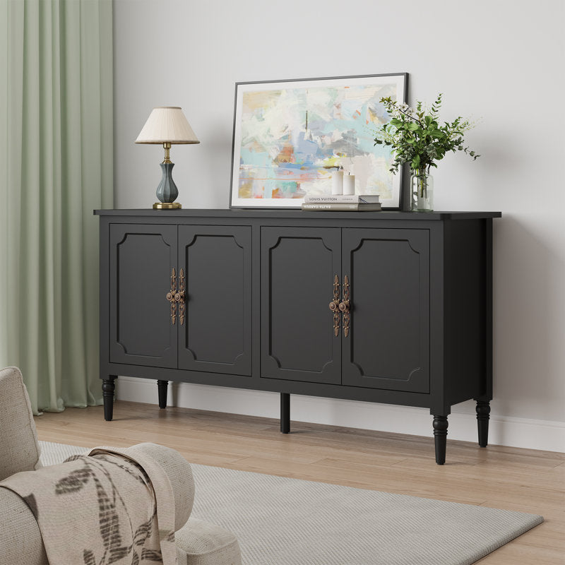 Solid Wood Sideboard Cabinet — 4 Doors with Adjustable Shelves | Mamta Handicraft