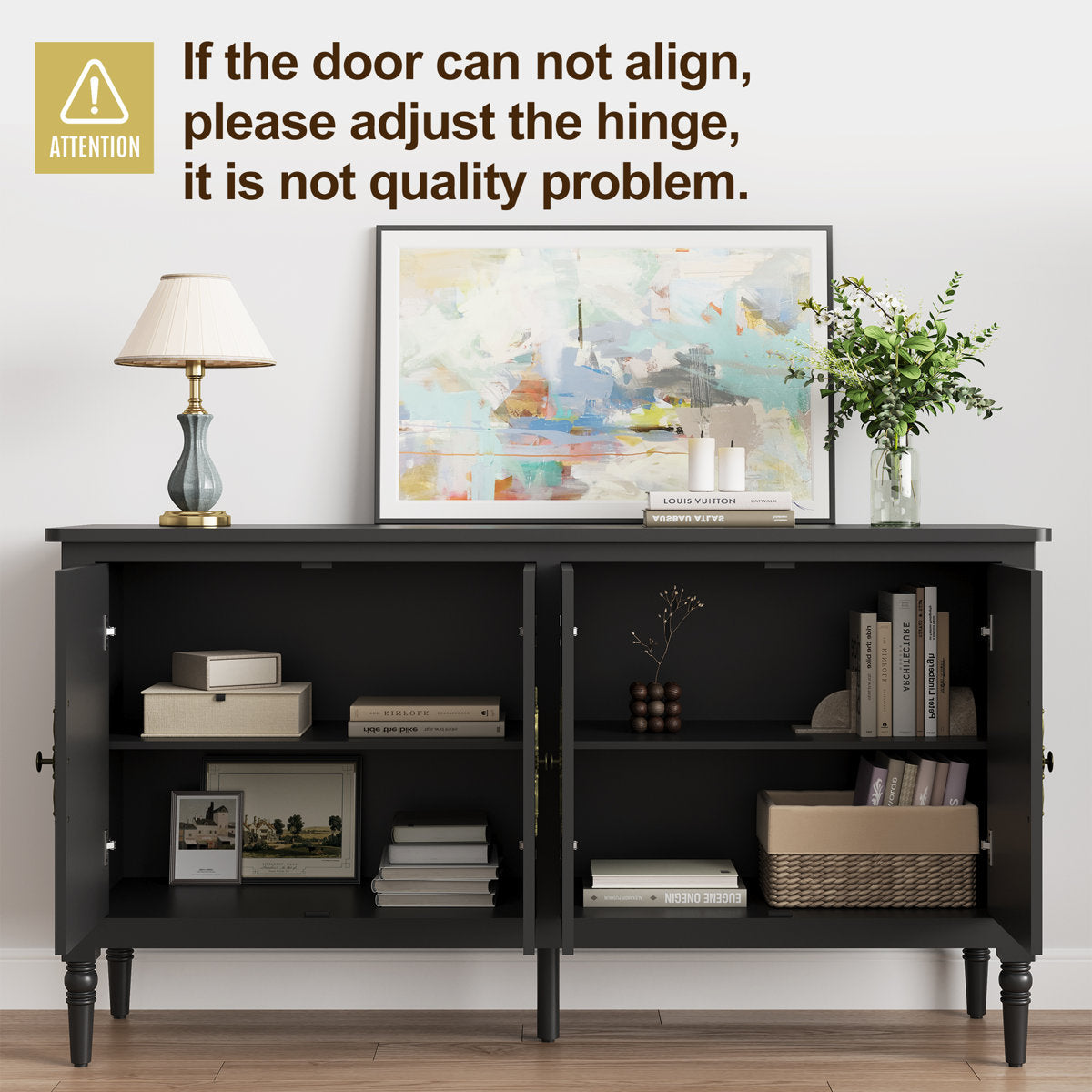 Collynns 58" W Sideboard Cabinet with Adjustable Shelves and 4 Doors
