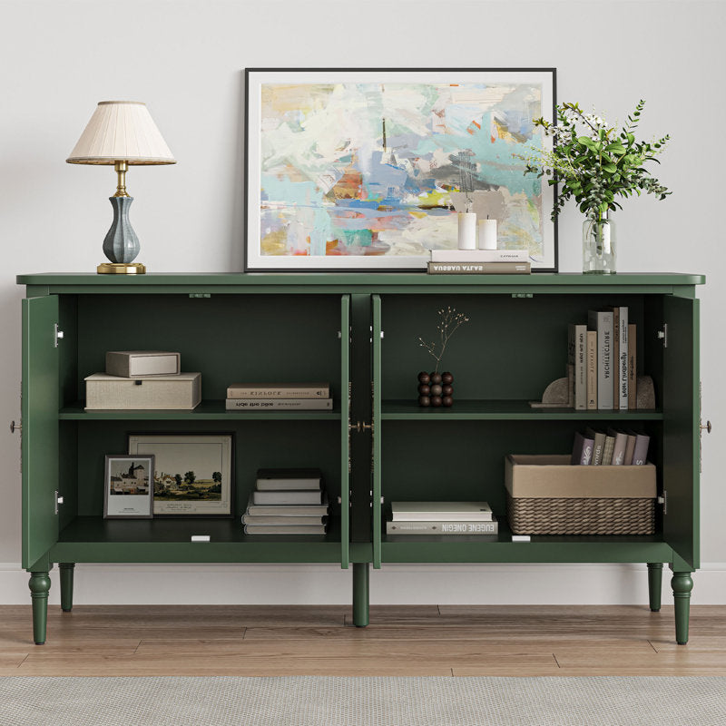 Solid Wood Sideboard Cabinet — 4 Doors with Adjustable Shelves | Mamta Handicraft
