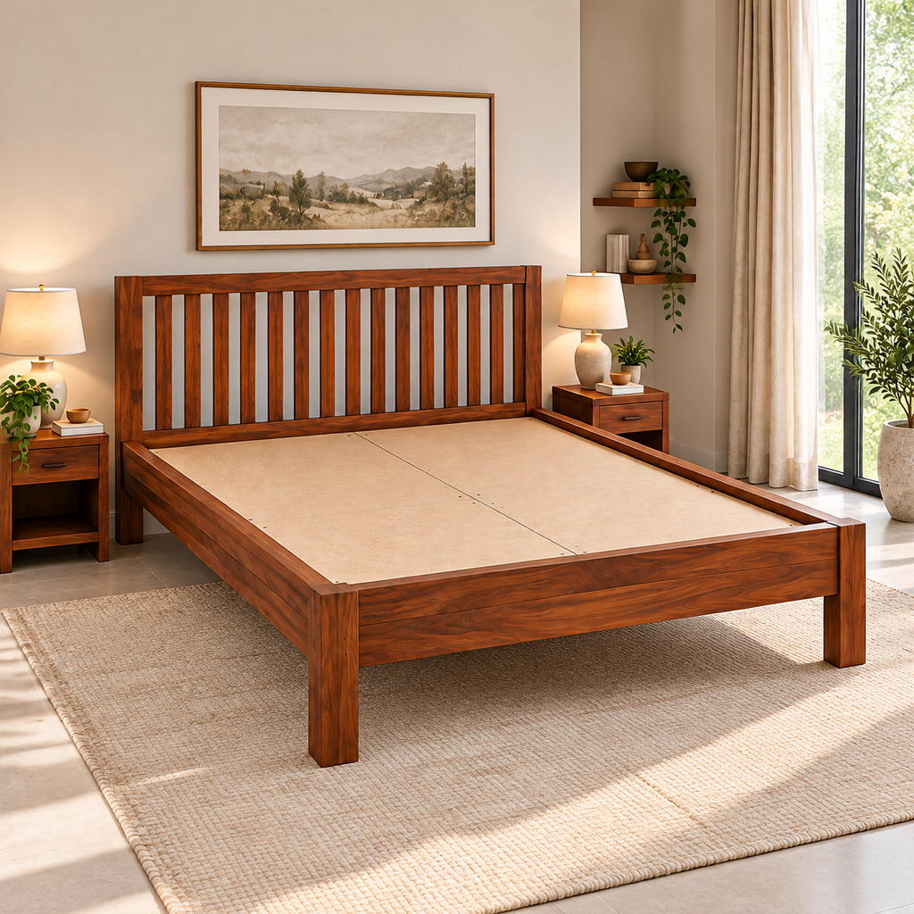 Dakota Teak Wood Cane Bed