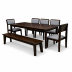Urban Living 8 Seater Dining Set Walnut Side View | Mamta Handicraft
