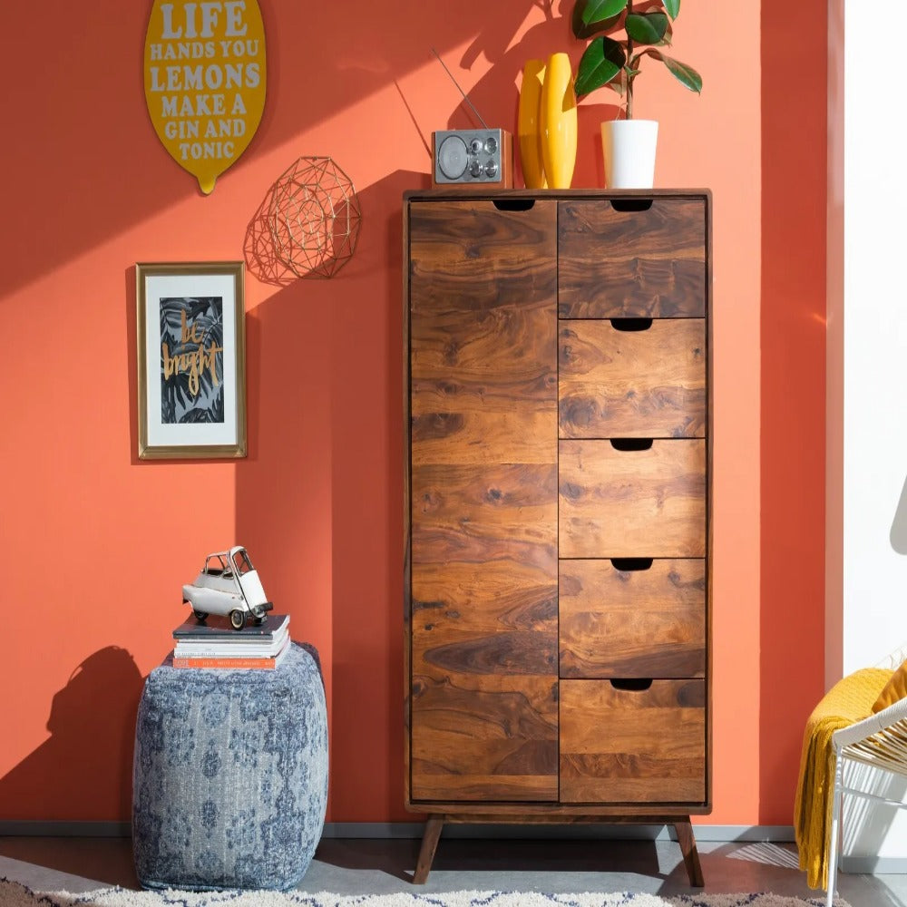 Bangalore Solid Sheesham Wood Tall Storage Cabinet | Mamta Handicraft