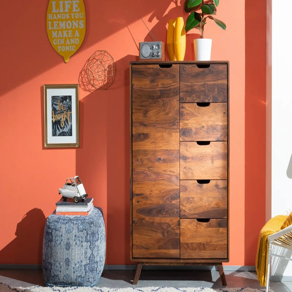 Bangalore Solid Sheesham Wood Tall Storage Cabinet