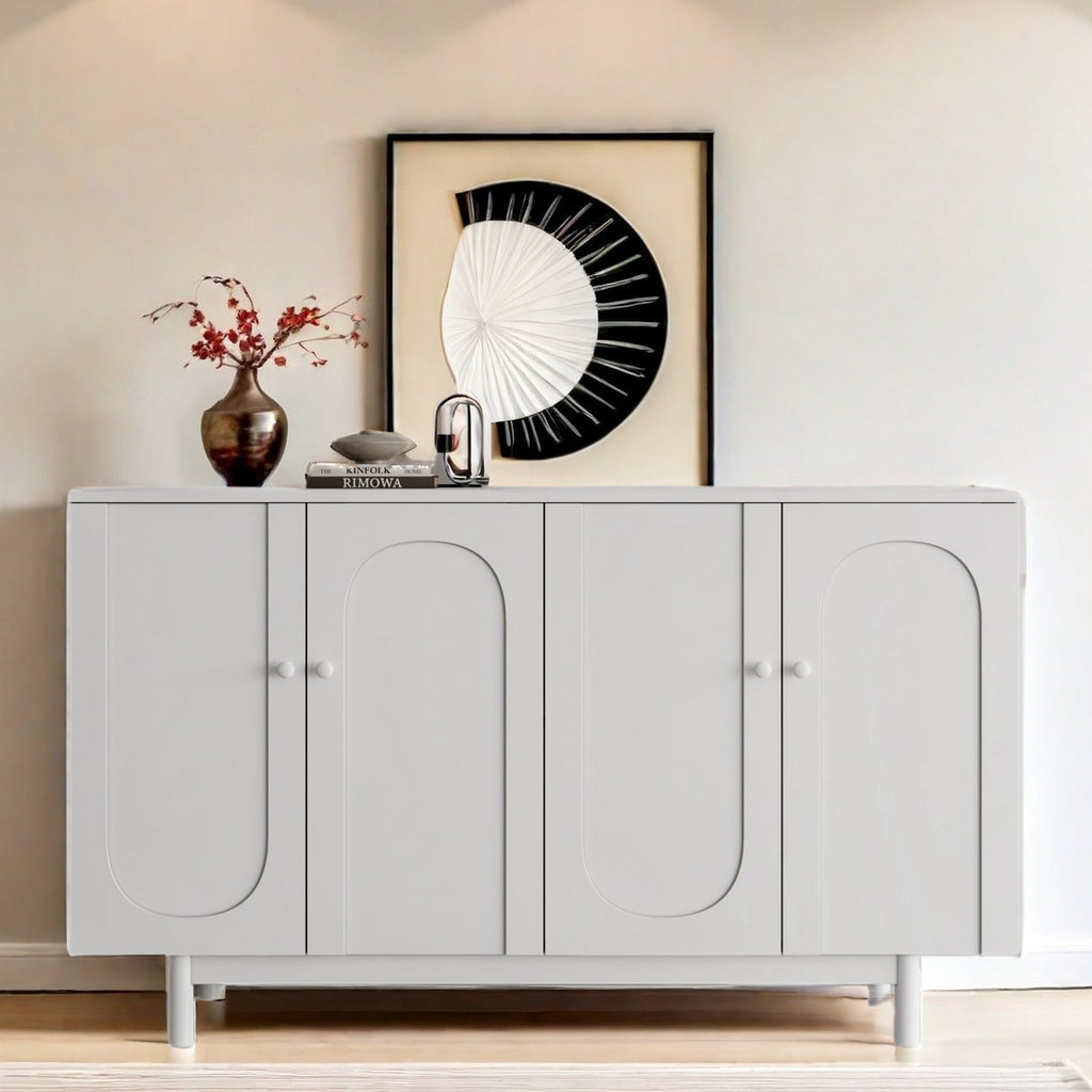 Functional 4-Door Intaglio Storage Cabinet Buffet Cabinet Sideboard Cabinet Office Credenza