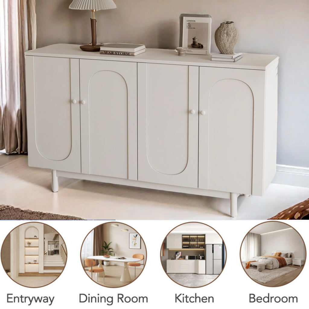 Functional 4-Door Intaglio Storage Cabinet Buffet Cabinet Sideboard Cabinet Office Credenza