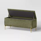 Upholstered Storage Bench — Sage Green | Mamta Handicraft