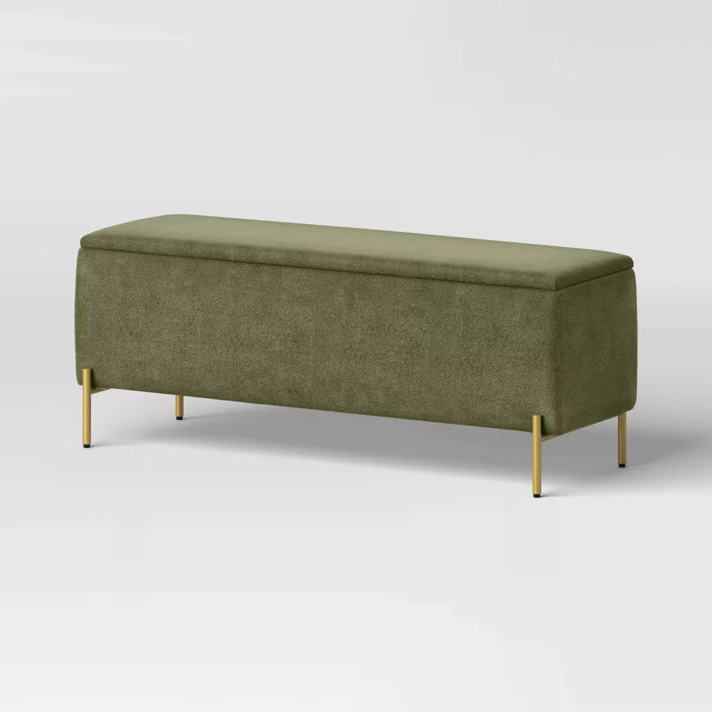 Upholstered Storage Bench — Sage Green | Mamta Handicraft