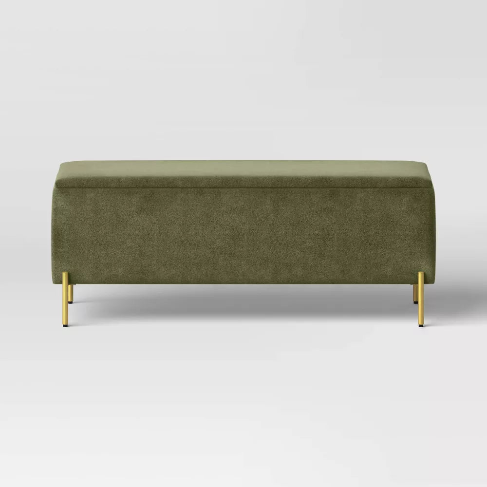 Upholstered Storage Bench — Sage Green | Mamta Handicraft
