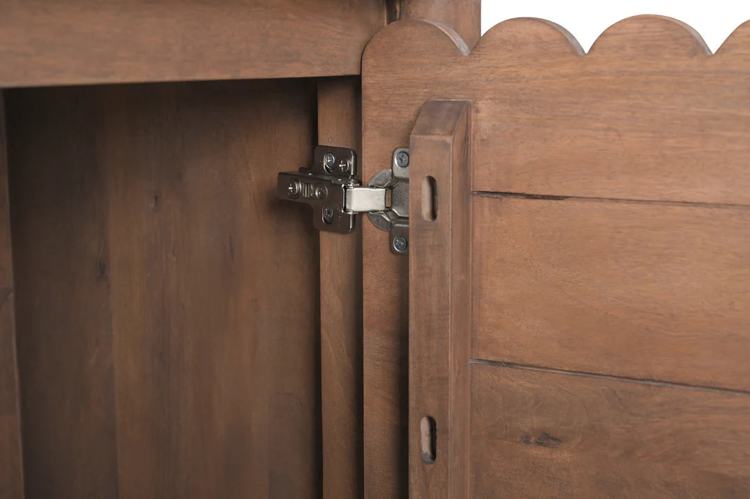 Indiana Scalloped Edge Solid Wood Sideboard – Modern Storage Cabinet