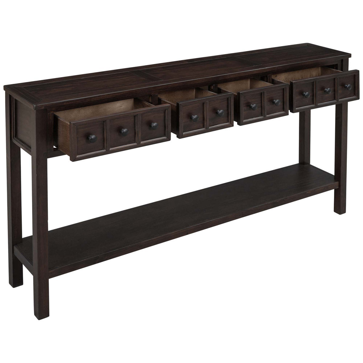 Himanshu Rustic Entryway Console Table, 60" Long Sofa Table with two Different Size Drawers and Bottom Shelf for Storage