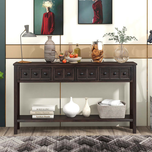 {"alt" => "Himanshu Rustic Entryway Console Table, 60\" Long Sofa Table with two Different Size Drawers and Bottom Shelf for Storage"}