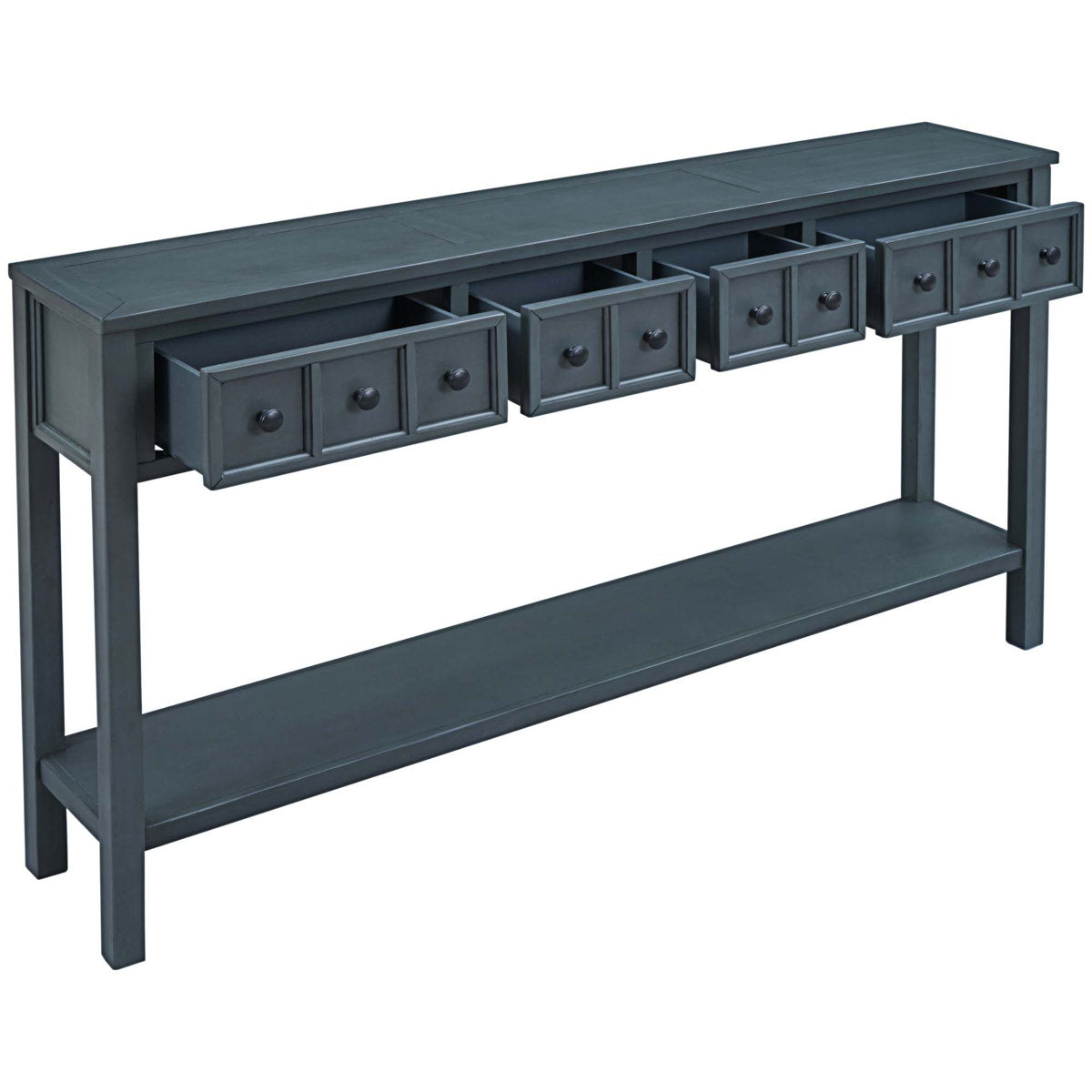 Himanshu Rustic Entryway Console Table, 60" Long Sofa Table with two Different Size Drawers and Bottom Shelf for Storage
