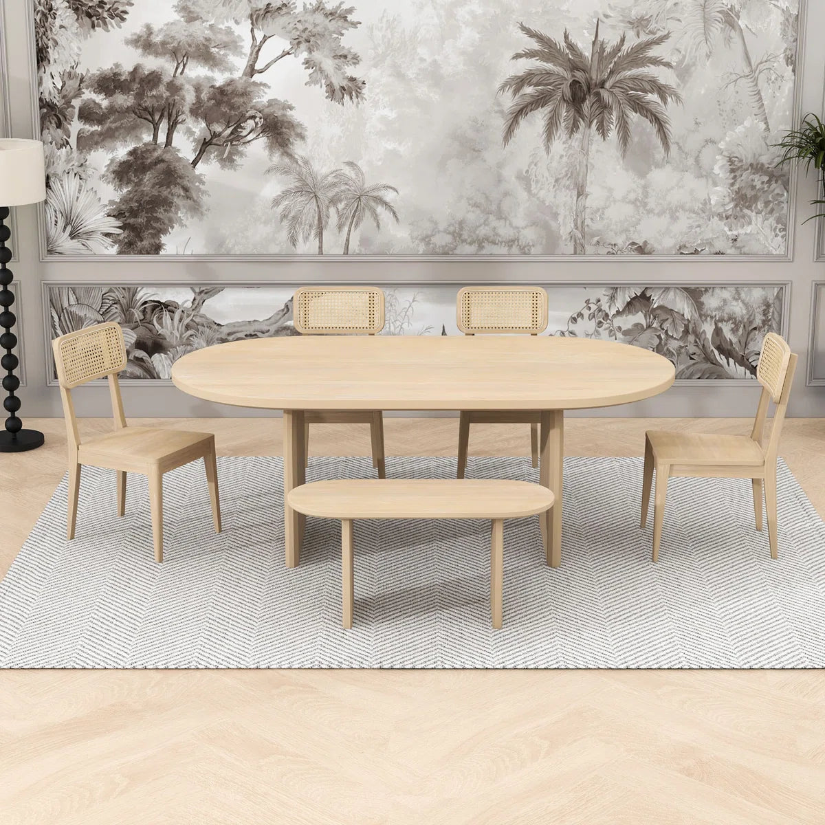 Austin Oval Dining Table Set Side View | Mamta Handicraft
