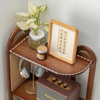 Modern Mango Wood Corner Shelf Unit with Cane Design