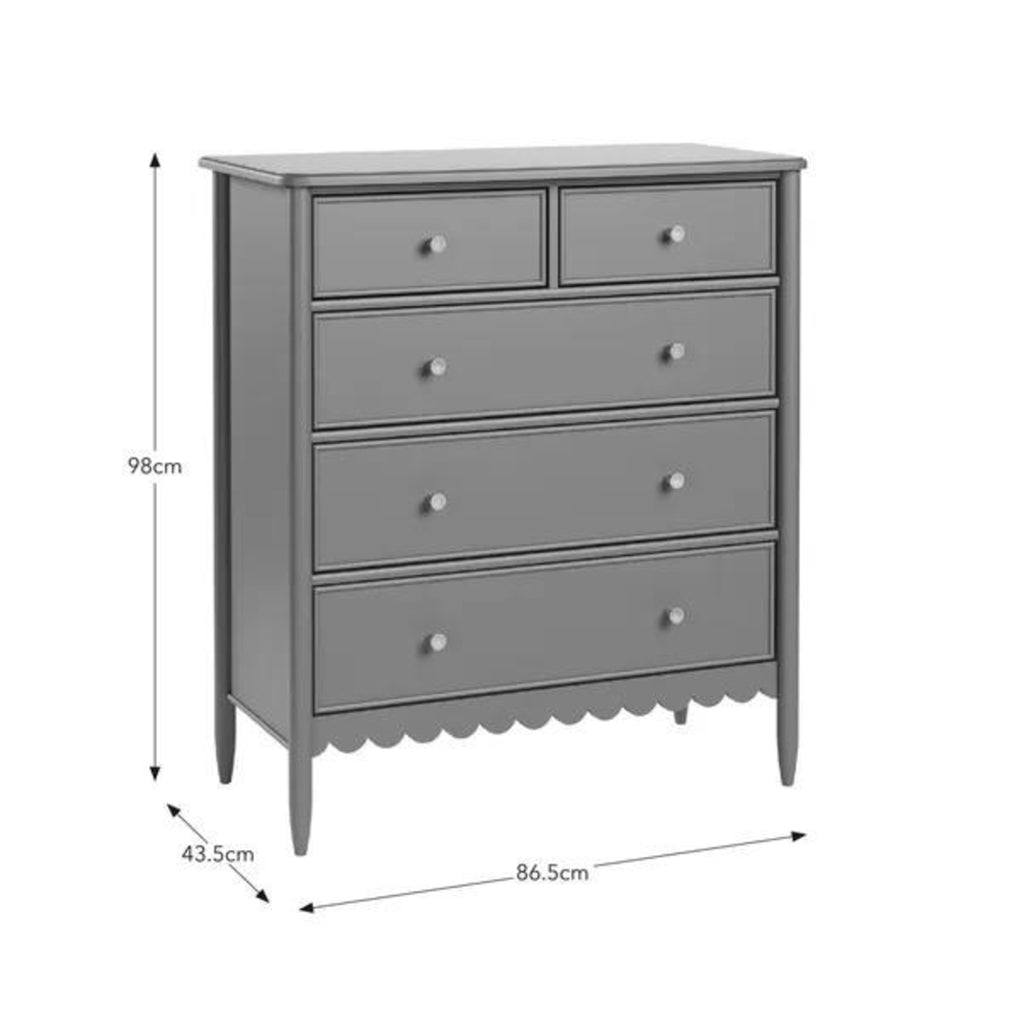 Zaira Classic Solid Wood 5-Drawer Chest of Drawers