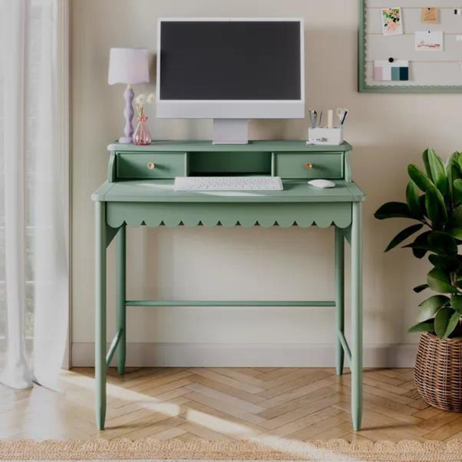 Zaira Classic Solid Wood Writing Desk with 2 Drawers