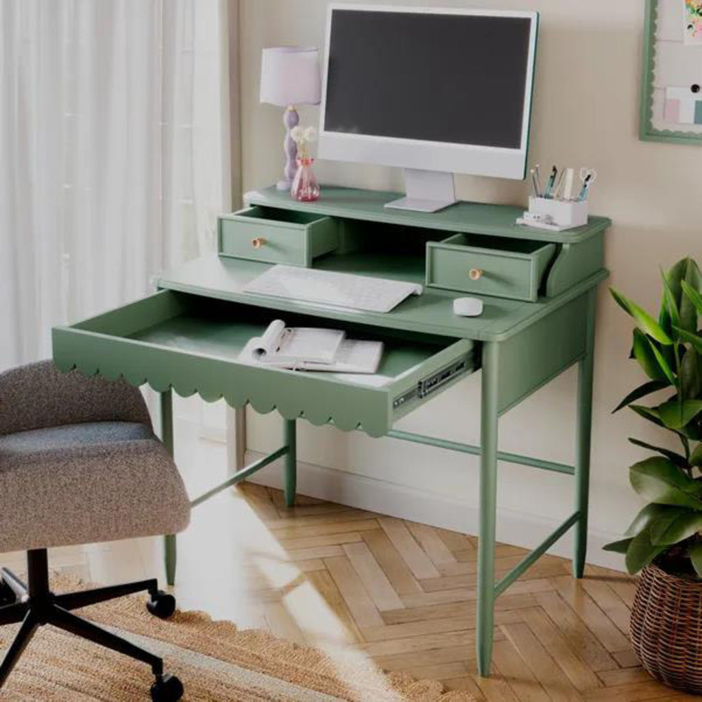 Zaira Classic Solid Wood Writing Desk with 2 Drawers