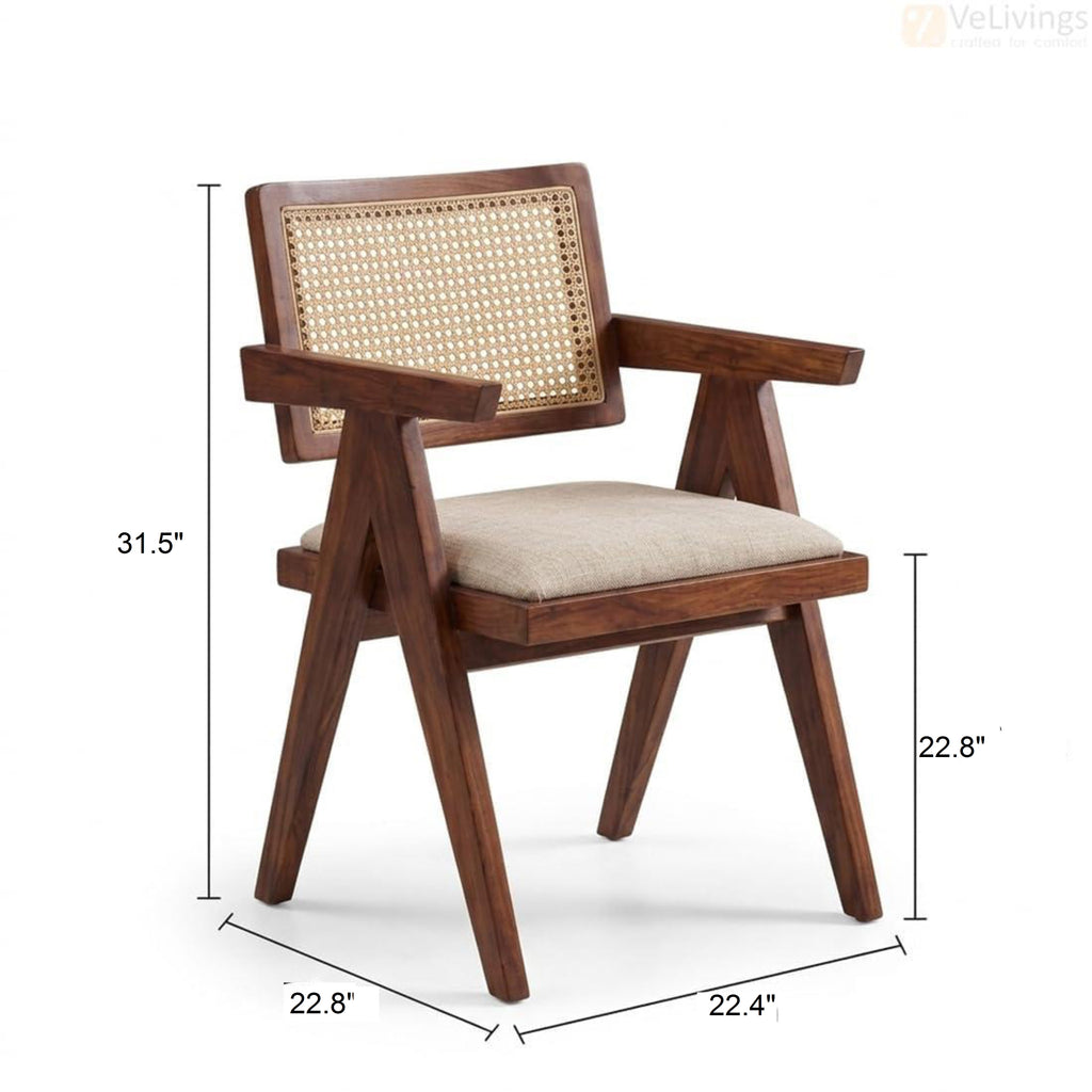 Astera Sheesham Wood 6 Seater Dining Set with Natural Cane Chairs