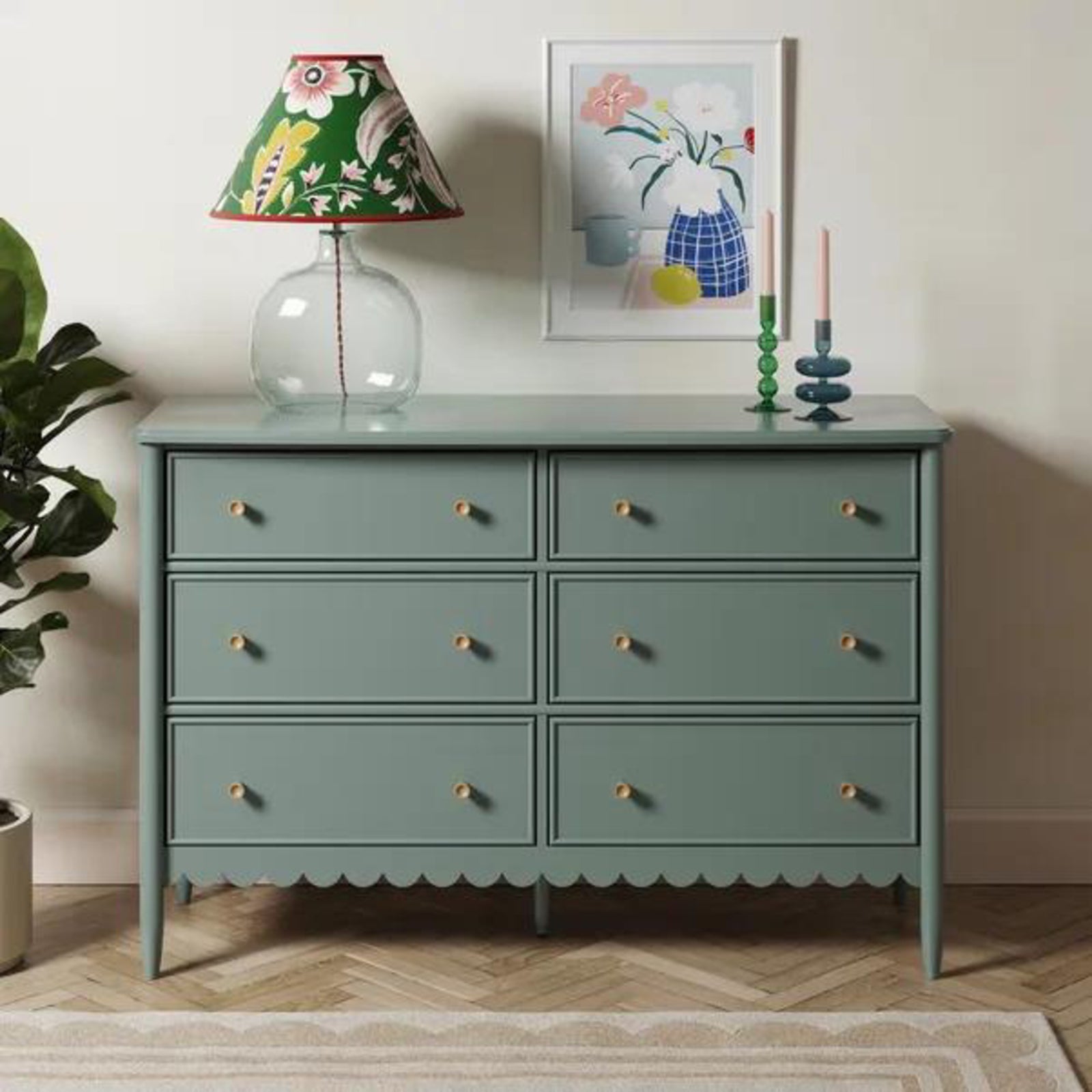 Zaira Classic Solid Wood 6-Drawer Wide Dresser