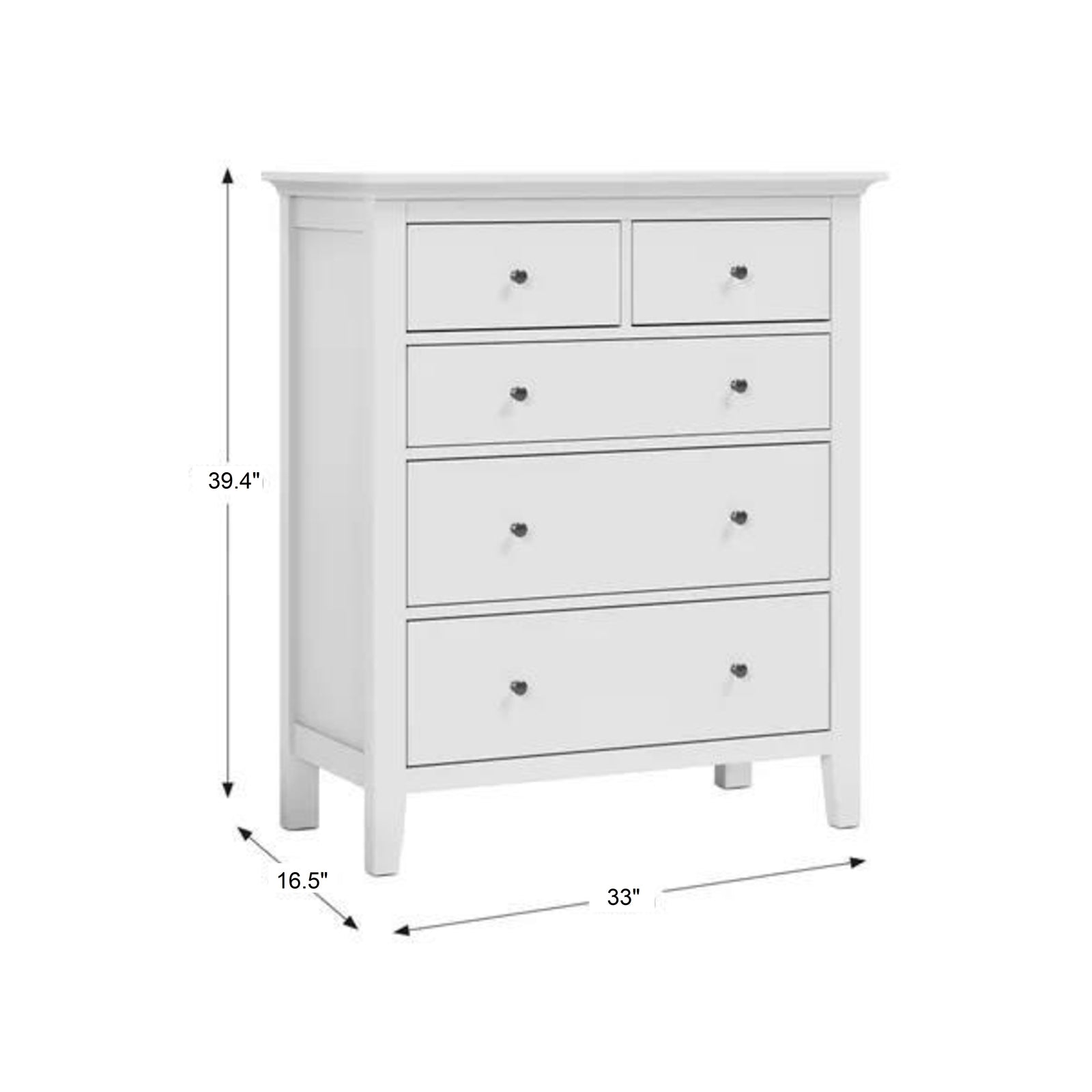 Wynmist Solid Wood 5 Drawer Chest