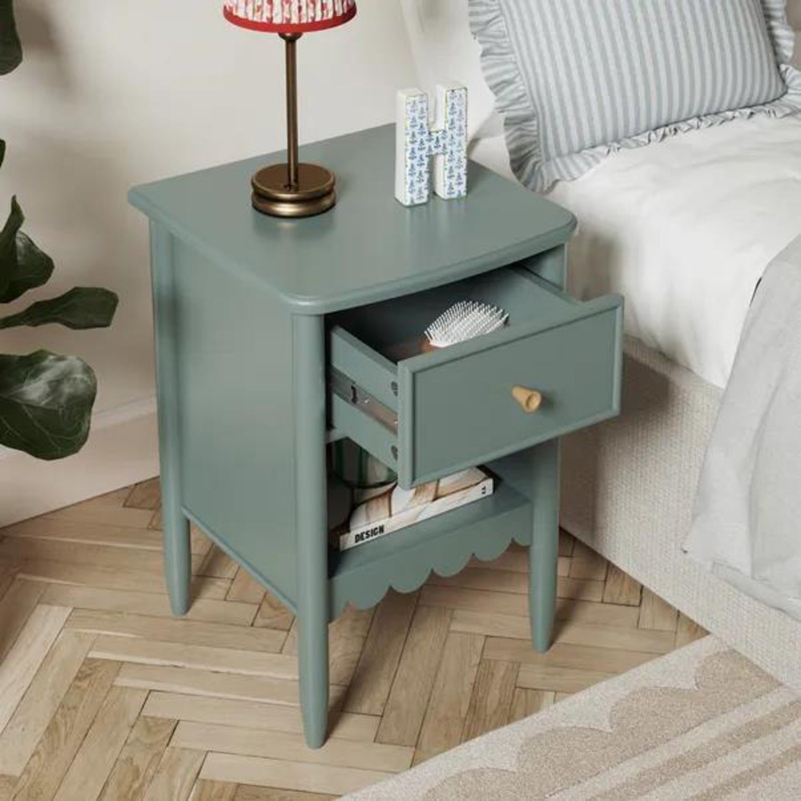 Zaira Classic Wooden Nightstand with Open Shelf