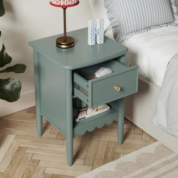 Zaira Classic Wooden Nightstand with Open Shelf