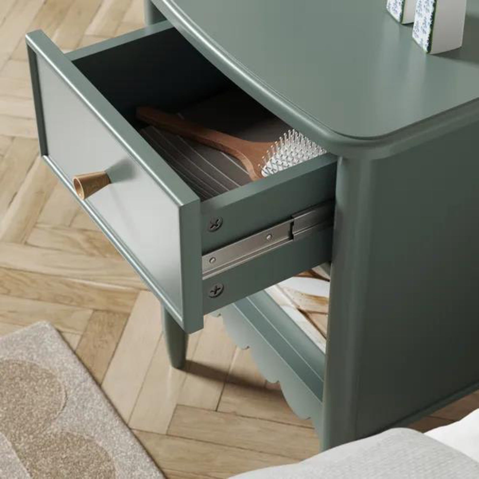Zaira Classic Wooden Nightstand with Open Shelf