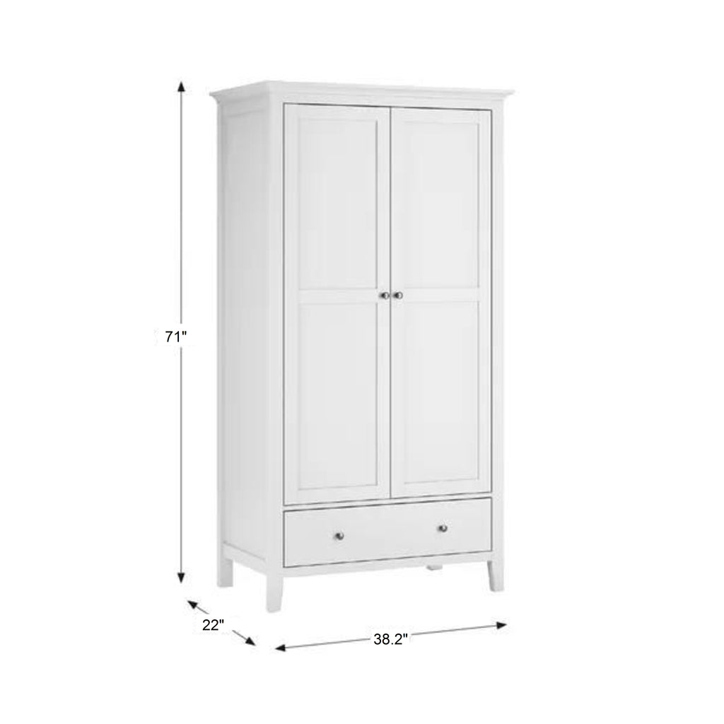 Wynmist Solid Wood 2 Door Wardrobe with 2 Drawers