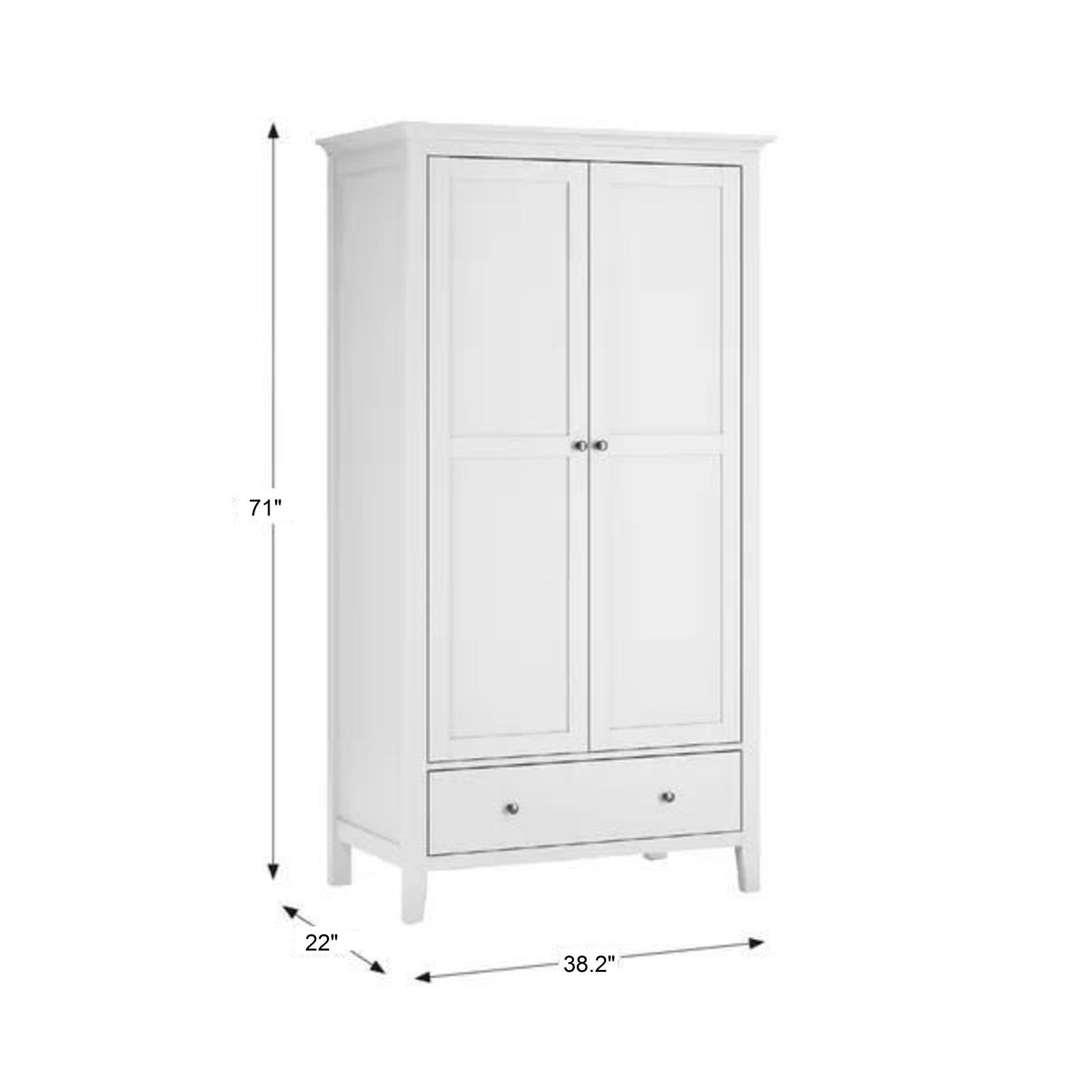 Wynmist Solid Wood 2 Door Wardrobe with 2 Drawers
