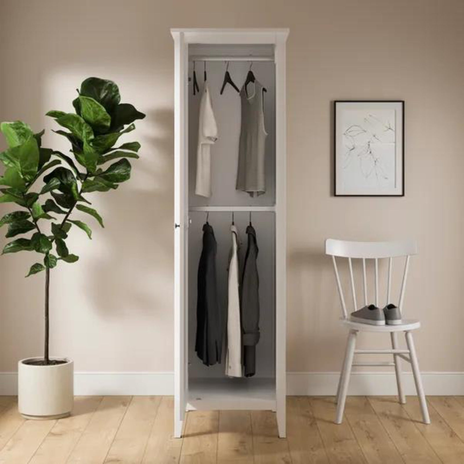 Wynmist Solid Wood 1 Door Wardrobe