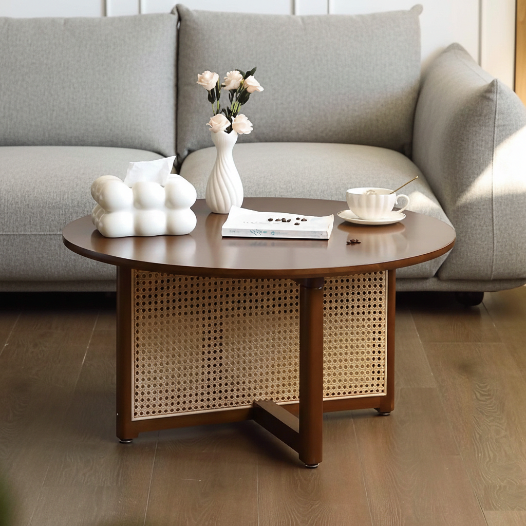 Modern Round Wooden Coffee Table Solid Wood | Mamta Handicraft