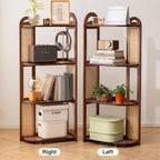 Modern Mango Wood Corner Shelf Unit with Cane Design
