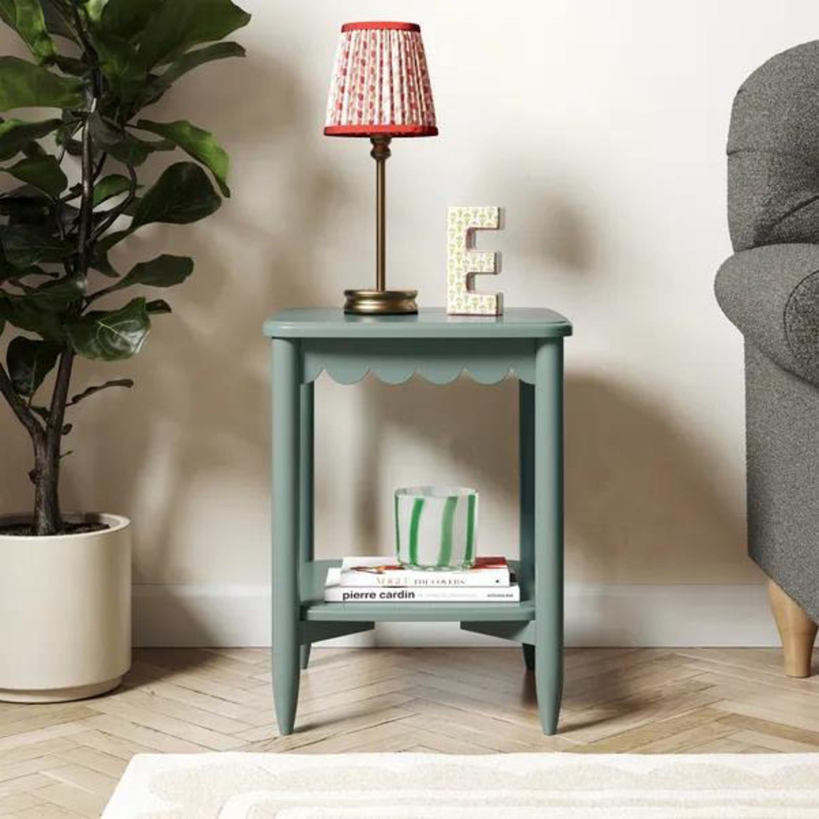 Zaira Classic Solid Wood Side Table with Lower Shelf
